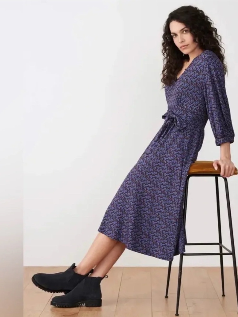 New Without Tags: Brora Sapphire Meadow Liberty Print Jersey Dress Size 8UK, 4US